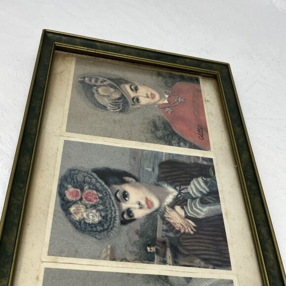 VTG Victorian Colette Framed Print Trio Picture French Provincial Lady Woman - Picture 9 of 12